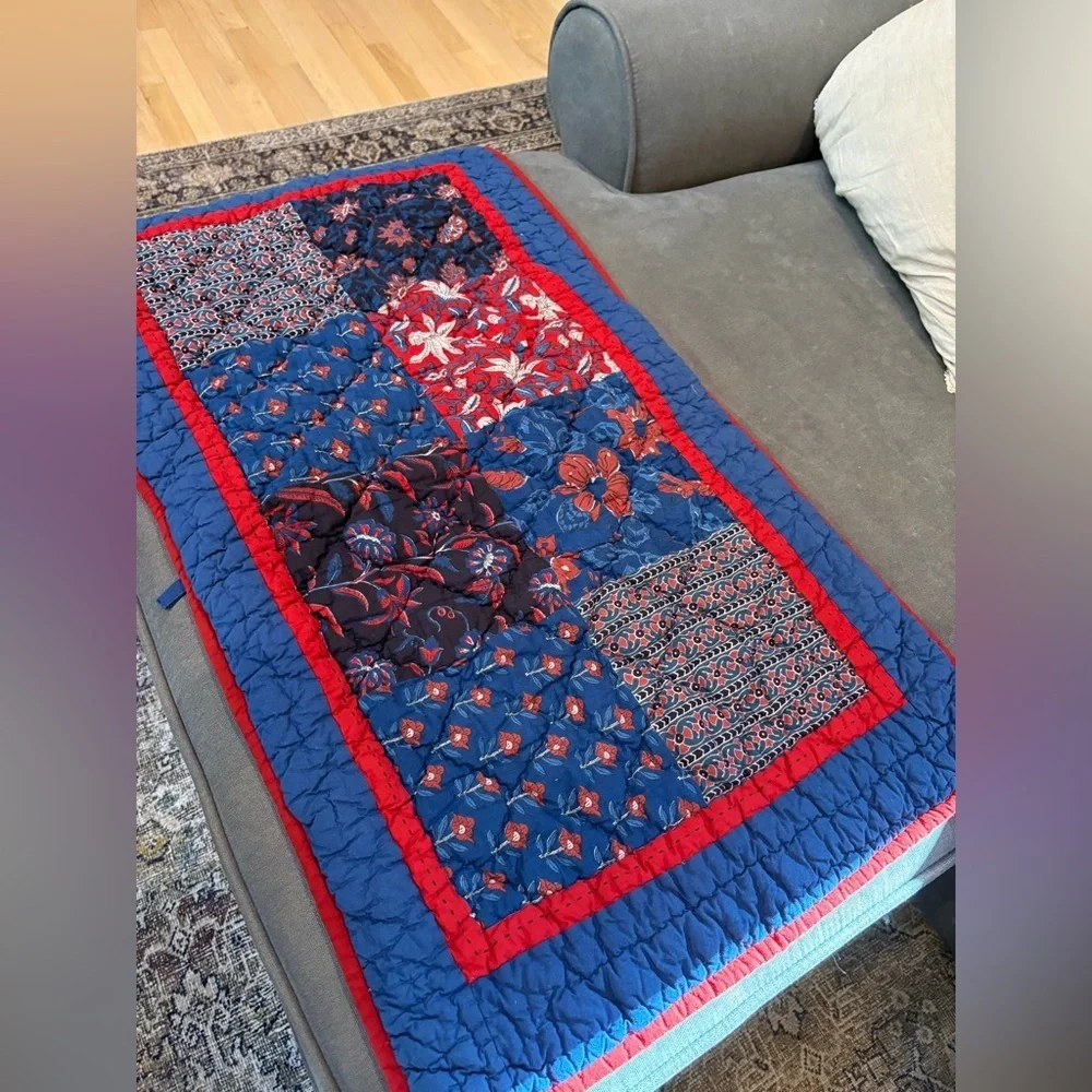 The Company Store Quilted Blue & Red Sham Covers Square & Rectangle
